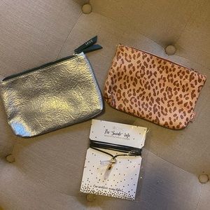 Makeup Bag (2) and Boho Crystal Necklace Bundle